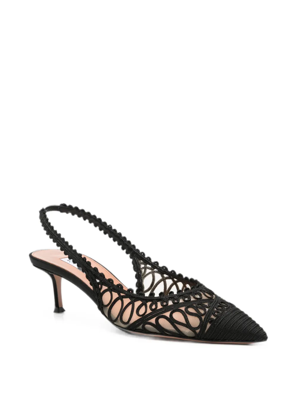 Aquazzura Kahlo embroidered mesh pumps Zwart