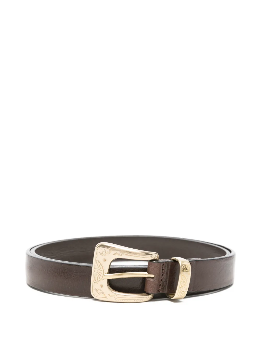 DA.D engraved-buckle leather belt - Marrone