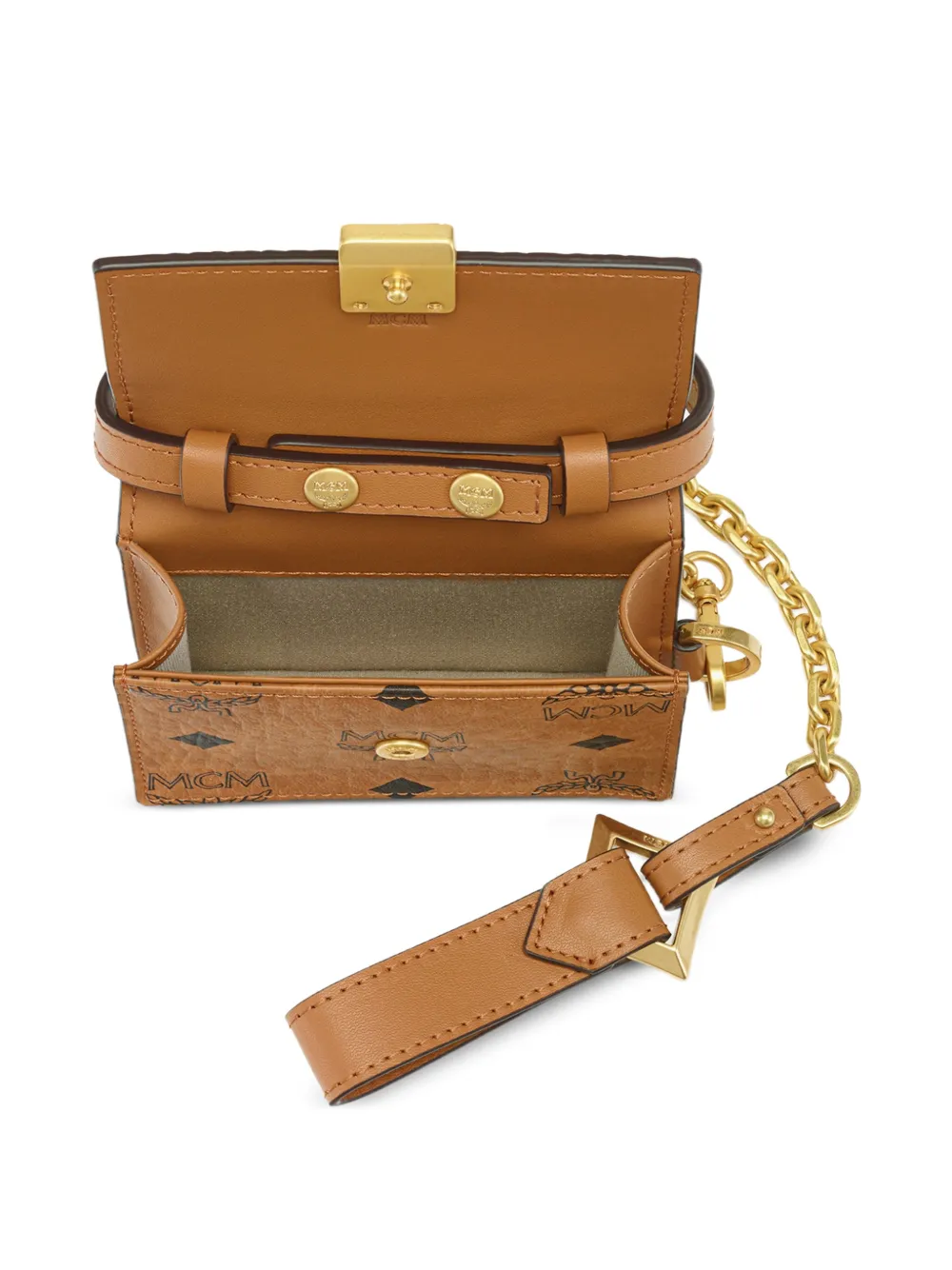 MCM Aren Visetos bedel met kettingbandje Beige