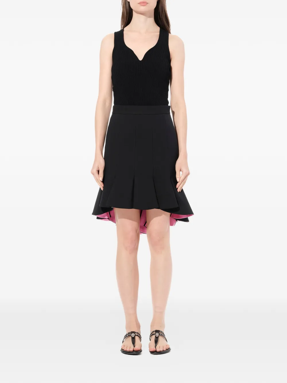 Alexander McQueen Mini-plooirok met lage achterkant Zwart