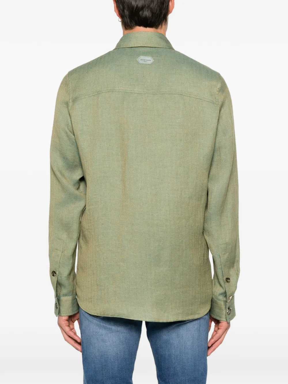 Jacob Cohën Herringbone-weave Button-up Jacket in Green, view 4