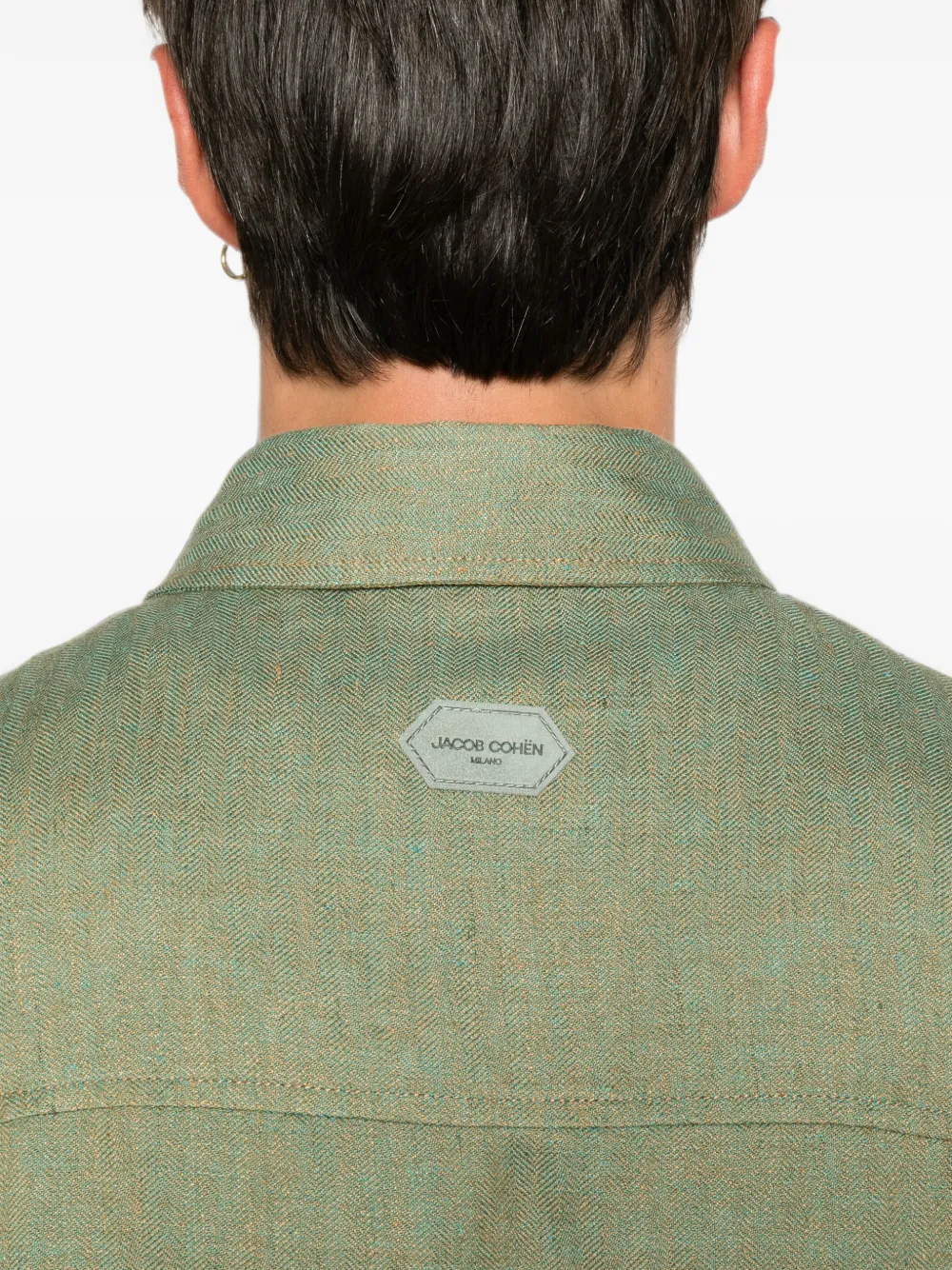 Jacob Cohën Herringbone-weave Button-up Jacket in Green, view 5