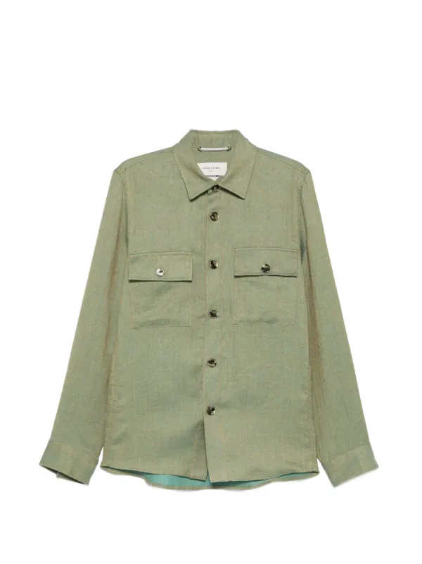 Jacob Cohën Herringbone-weave Button-up Jacket in Green