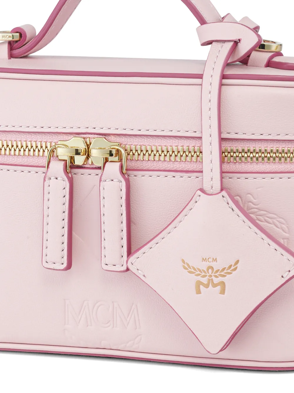 MCM Aren Maxi leren make-up tas met monogram Roze