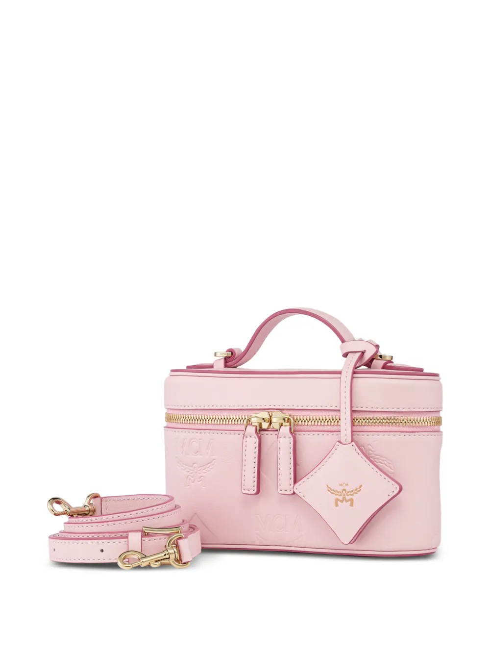 MCM Aren Maxi leren make-up tas met monogram Roze
