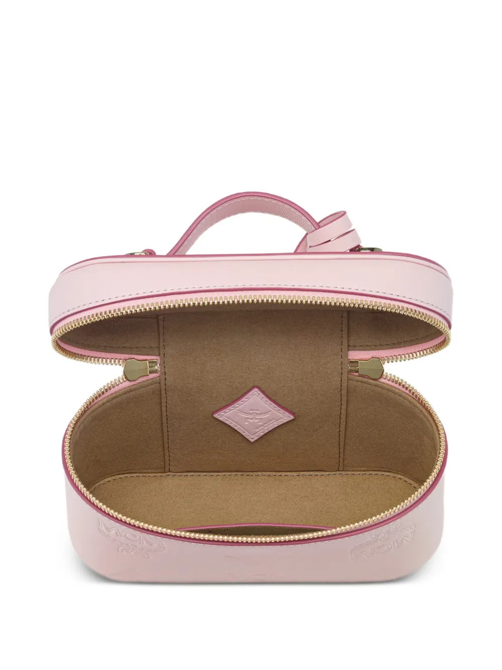 MCM Aren Maxi leren make-up tas met monogram Roze