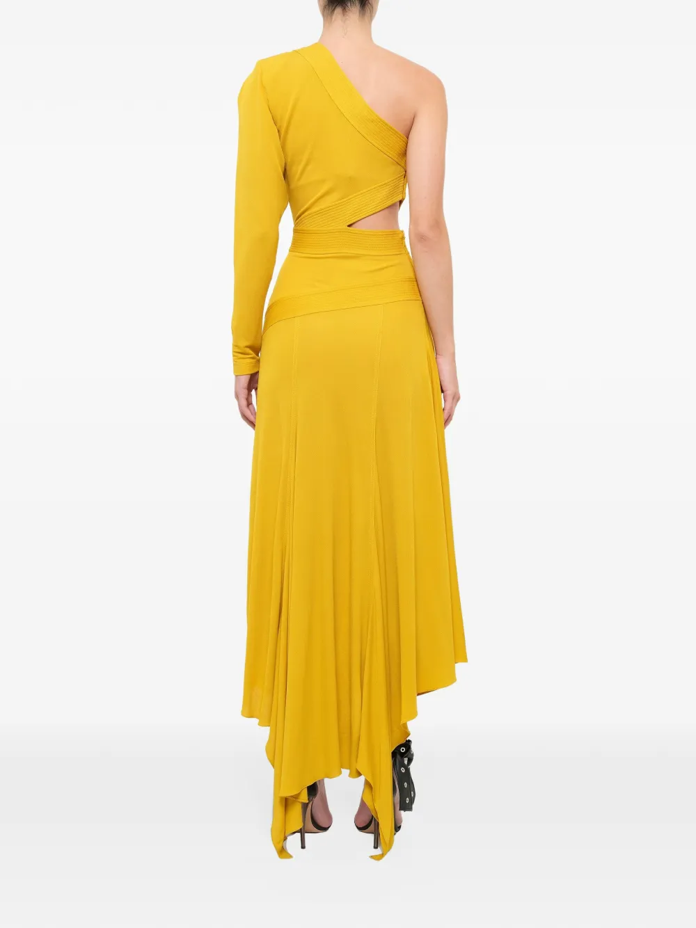 Givenchy one-shoulder cutout midi dress Geel