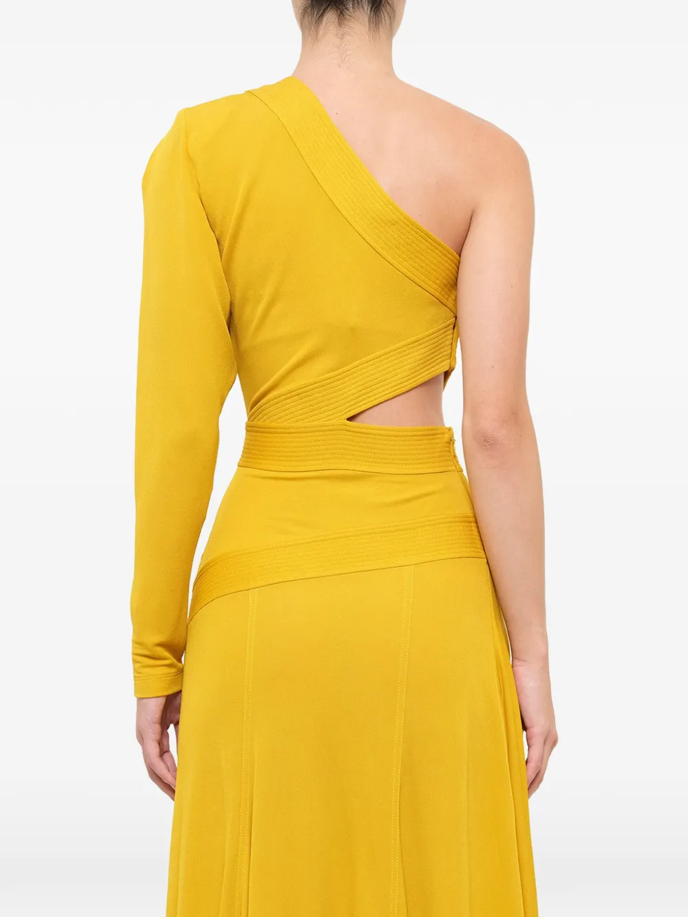 Givenchy one-shoulder cutout midi dress Geel