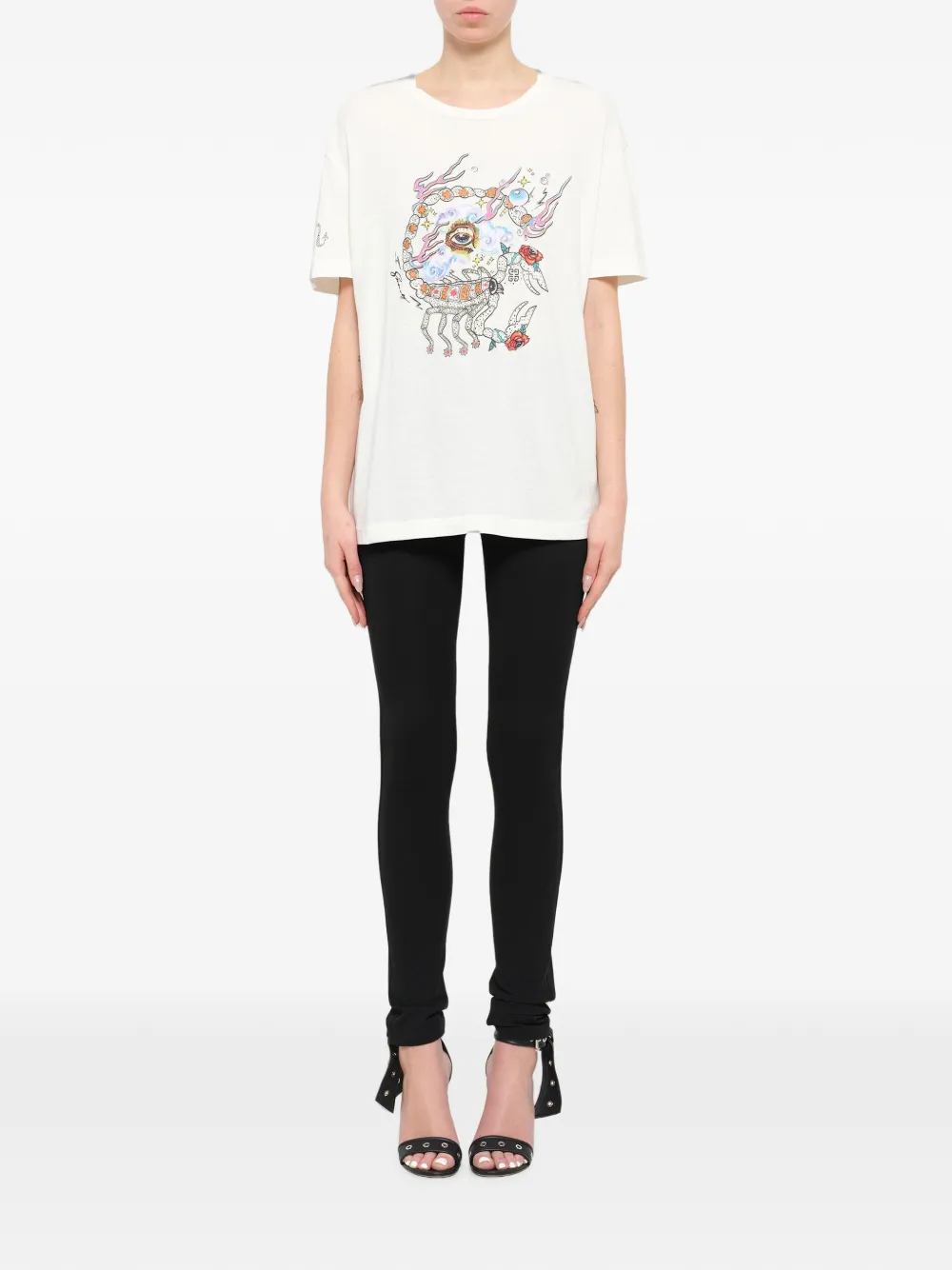 Givenchy T-shirt met ronde hals en print Beige