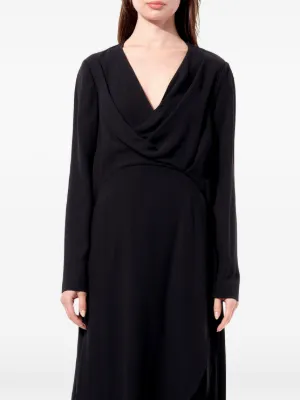 balenciaga v neck layered midi dress V-neck Dress