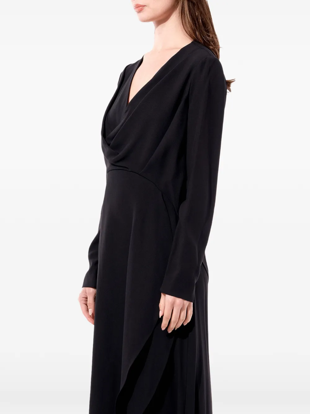 Balenciaga Gedrapeerde avondjurk met lange mouwen Zwart