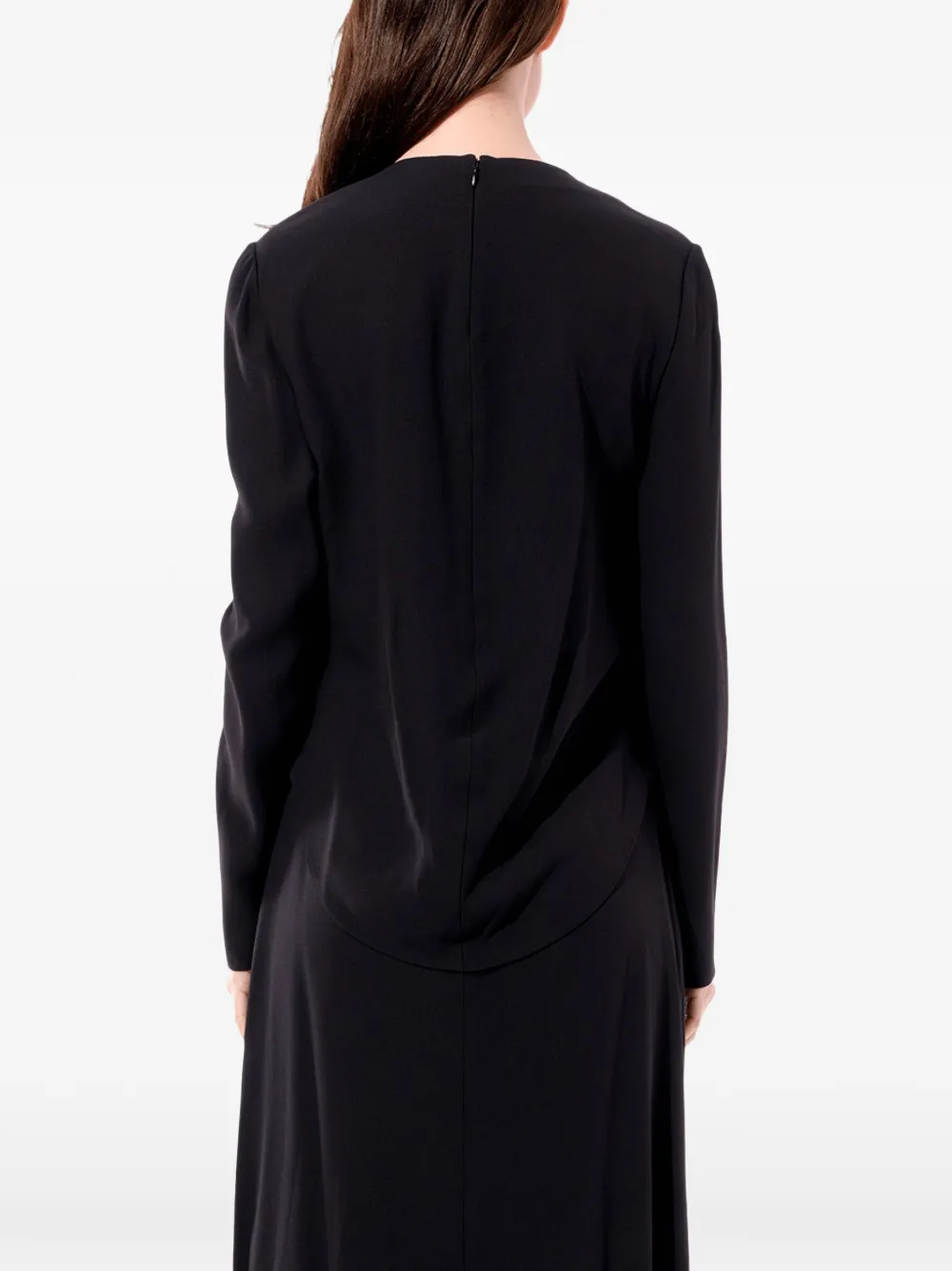 Balenciaga Gedrapeerde avondjurk met lange mouwen Zwart