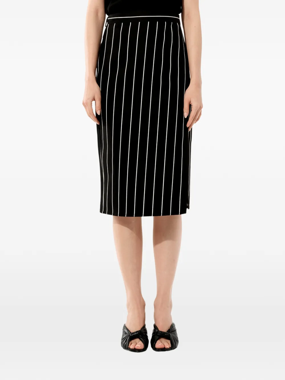 Balenciaga Tablier pinstriped A-line skirt - Nero