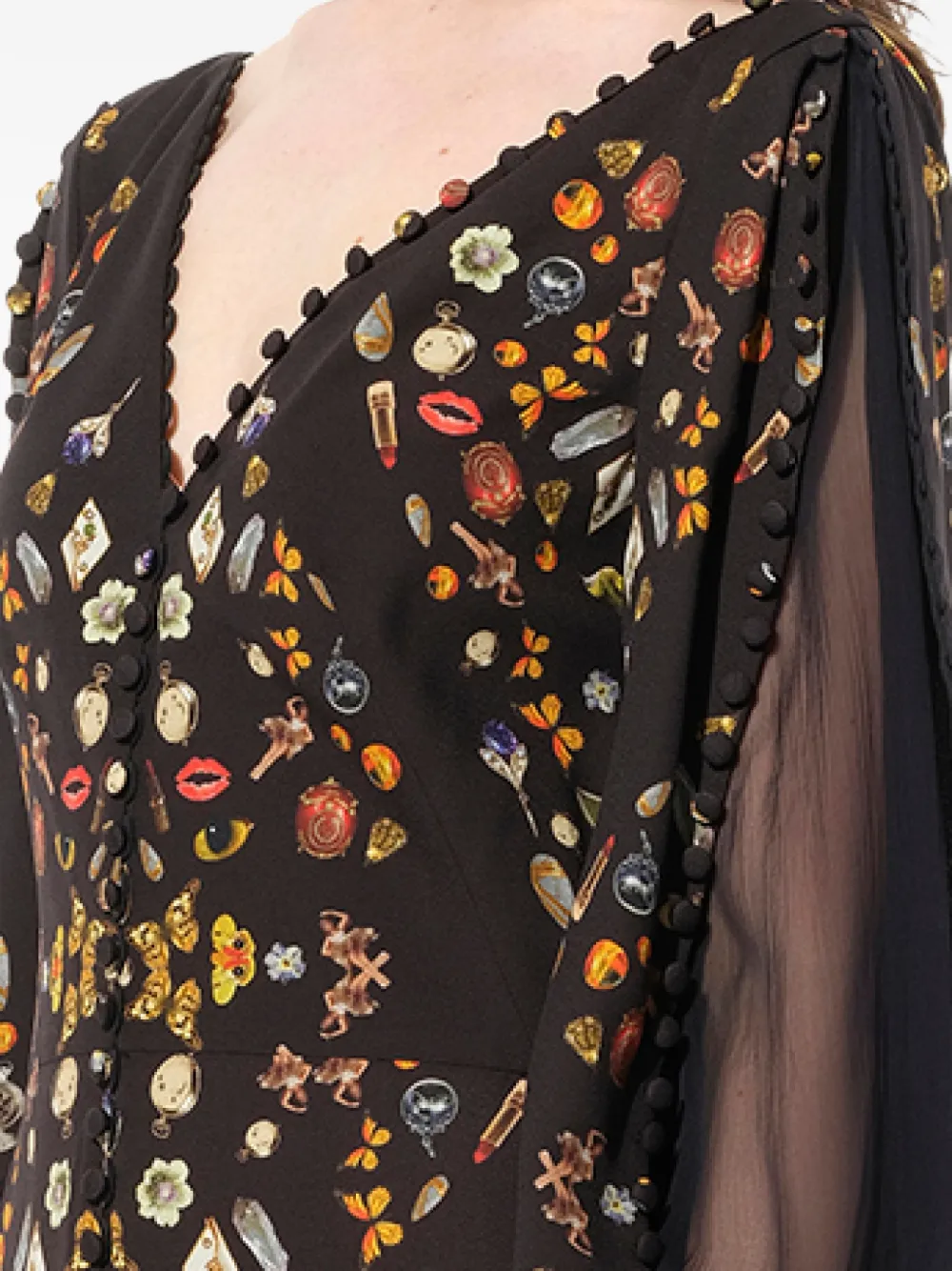 Alexander McQueen Jurk met print en lange mouwen Zwart