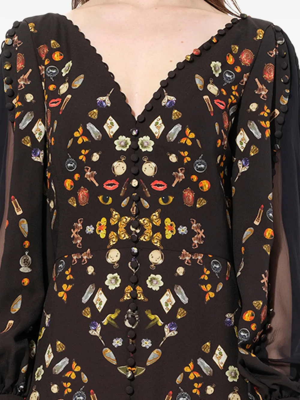 Alexander McQueen Jurk met print en lange mouwen Zwart
