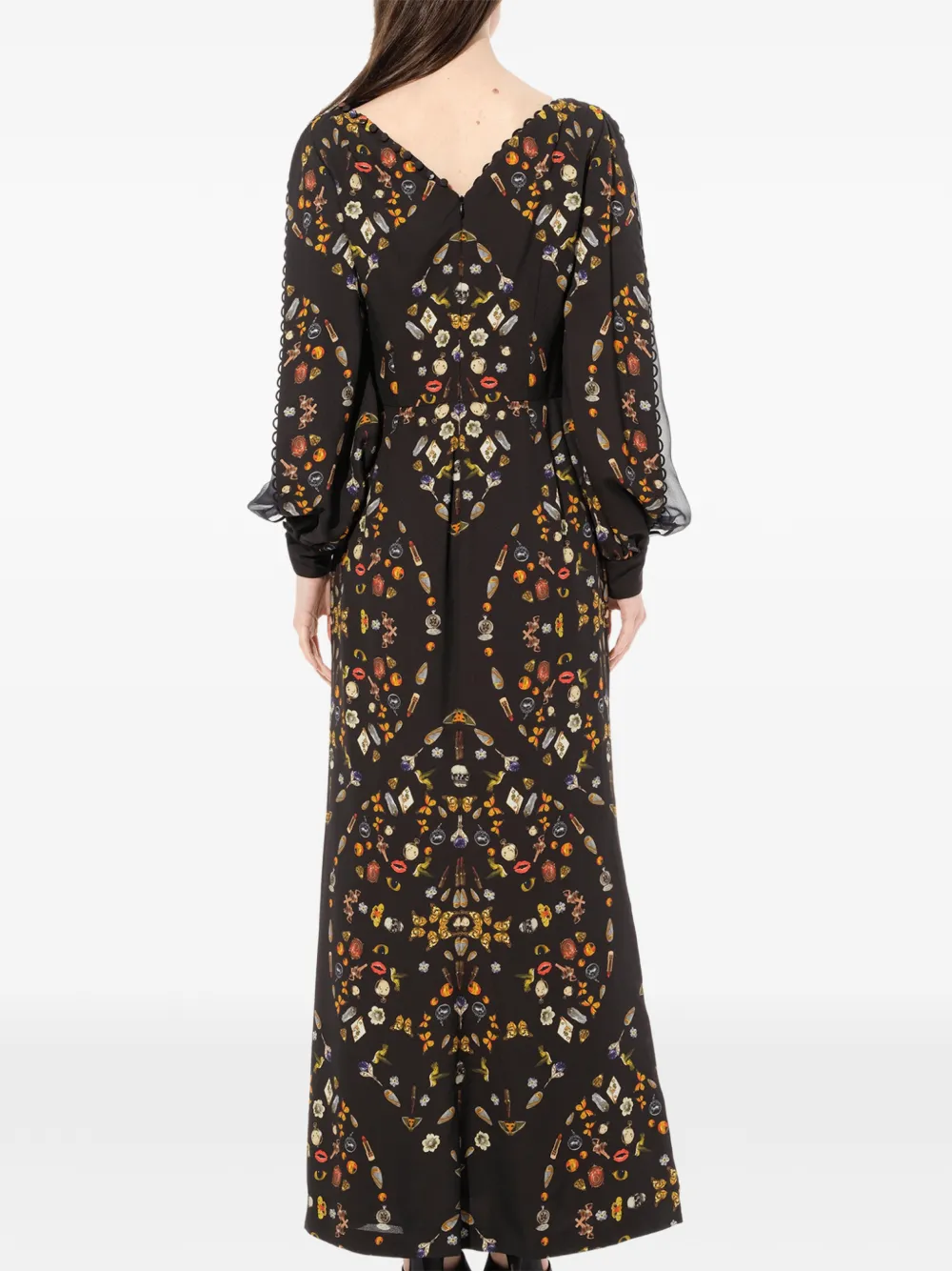 Alexander McQueen Jurk met print en lange mouwen Zwart