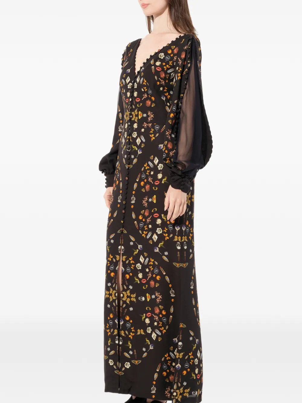Alexander McQueen Jurk met print en lange mouwen Zwart
