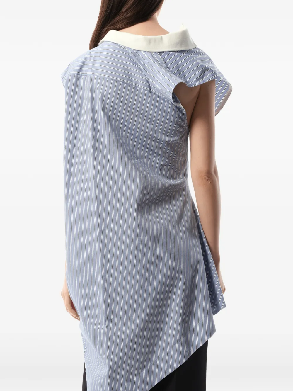 sacai Gestreepte blouse met asymmetrische zoom Blauw