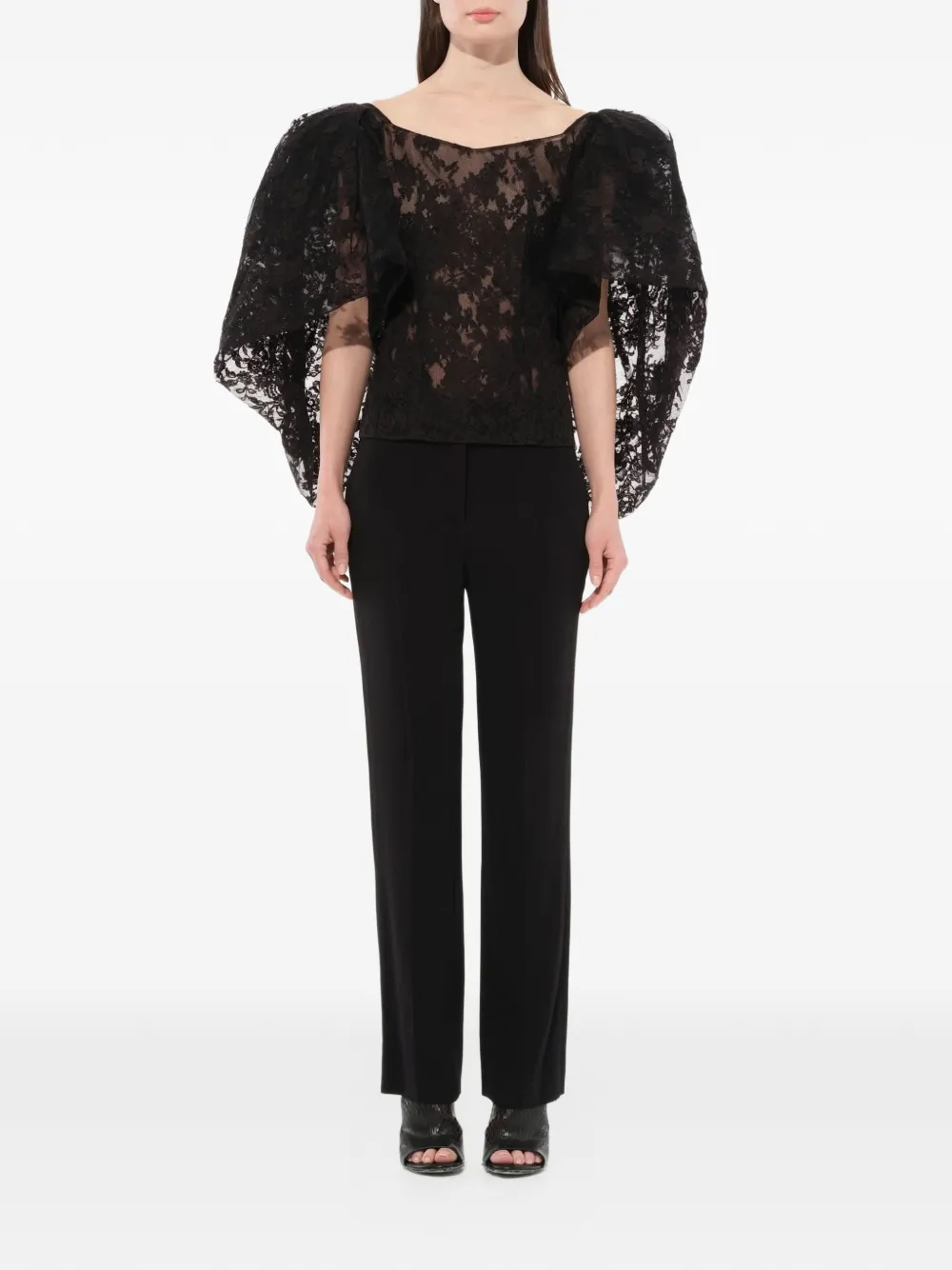  Givenchy Camiseta Estilo Capa De Encaje - Negro 