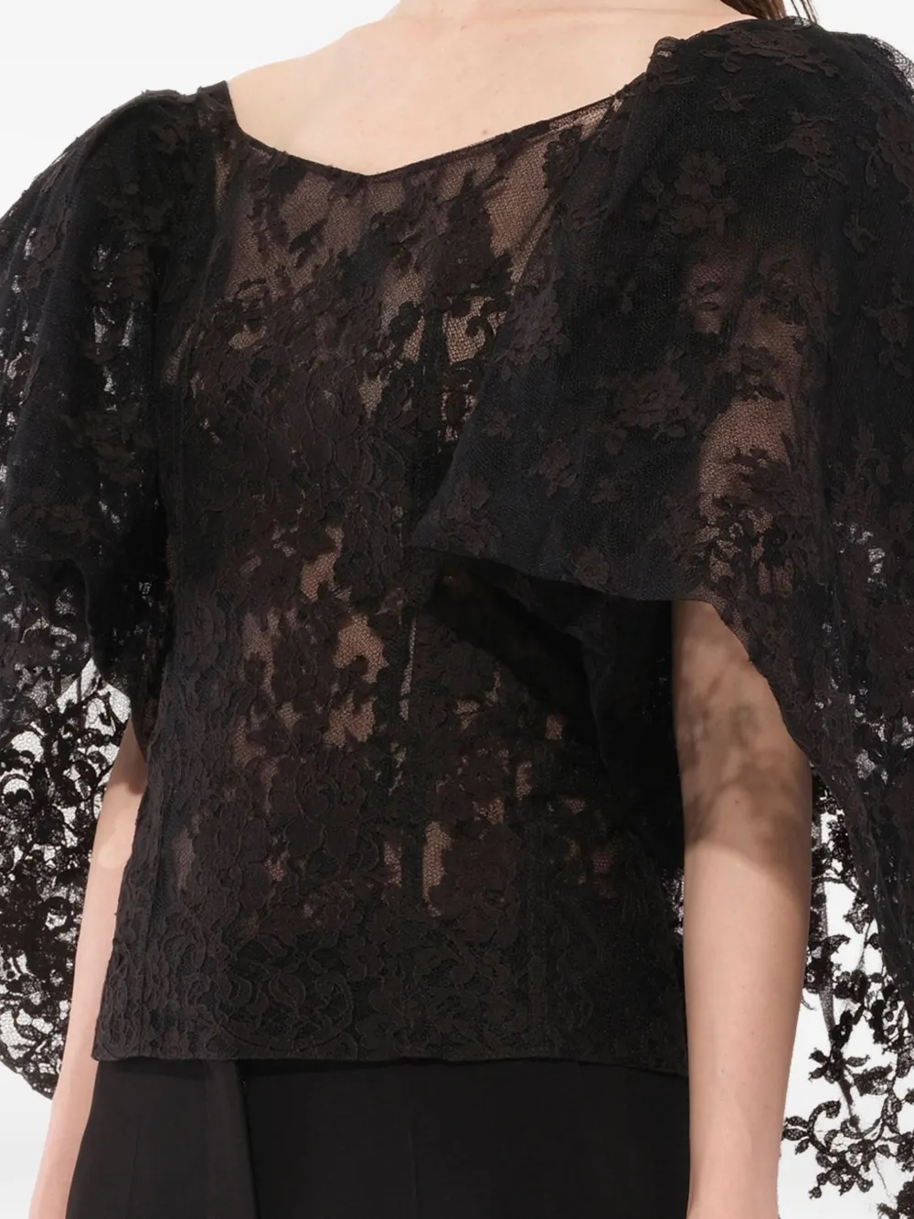 Givenchy Kanten T-shirt met cape Zwart