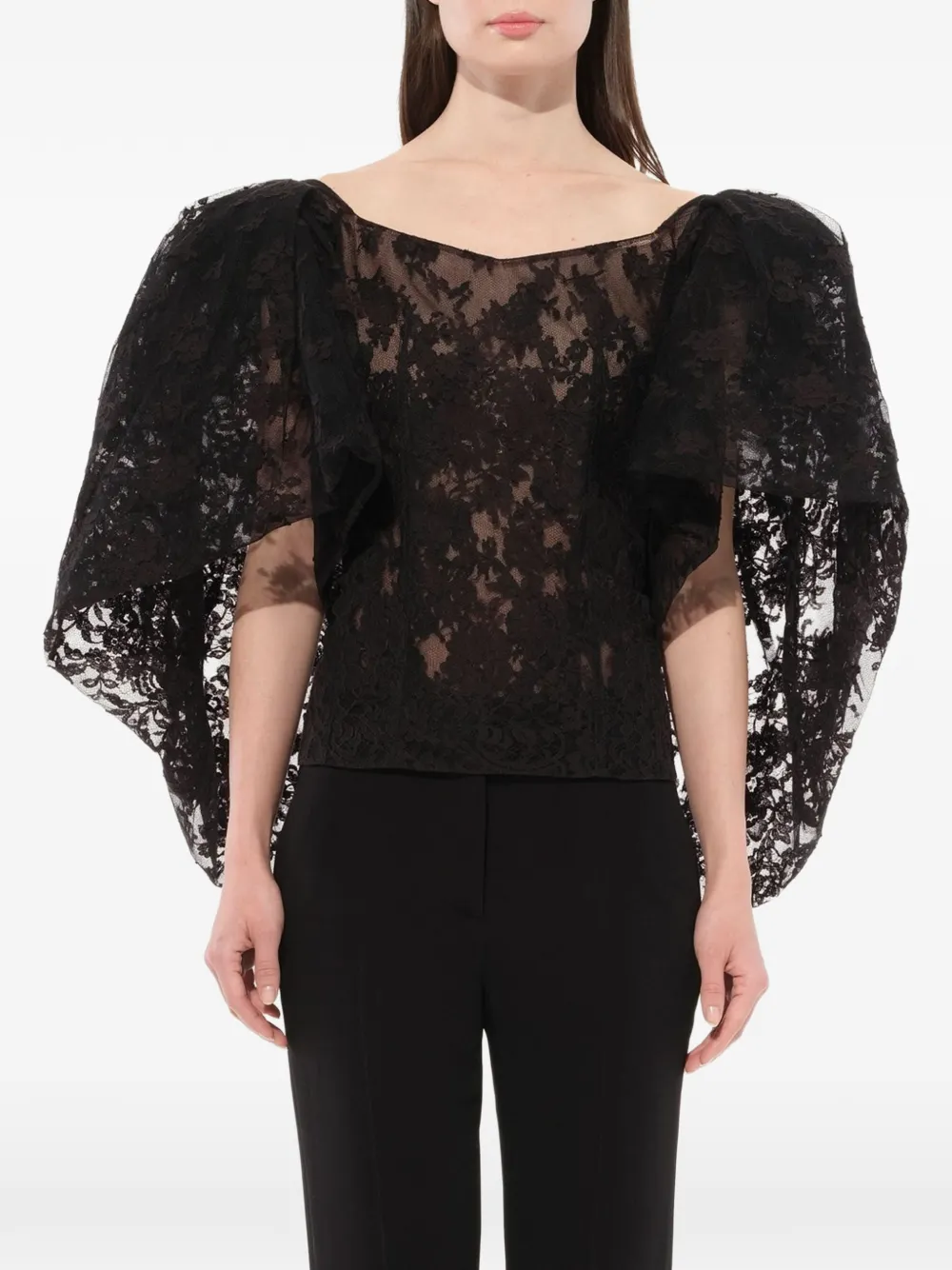 Givenchy lace cape T-shirt - Schwarz