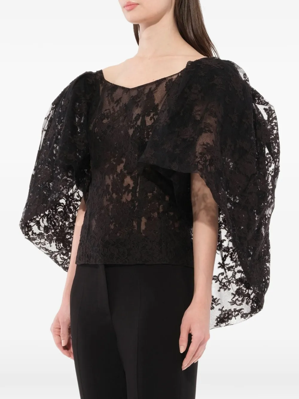  Givenchy Camiseta Estilo Capa De Encaje - Negro 