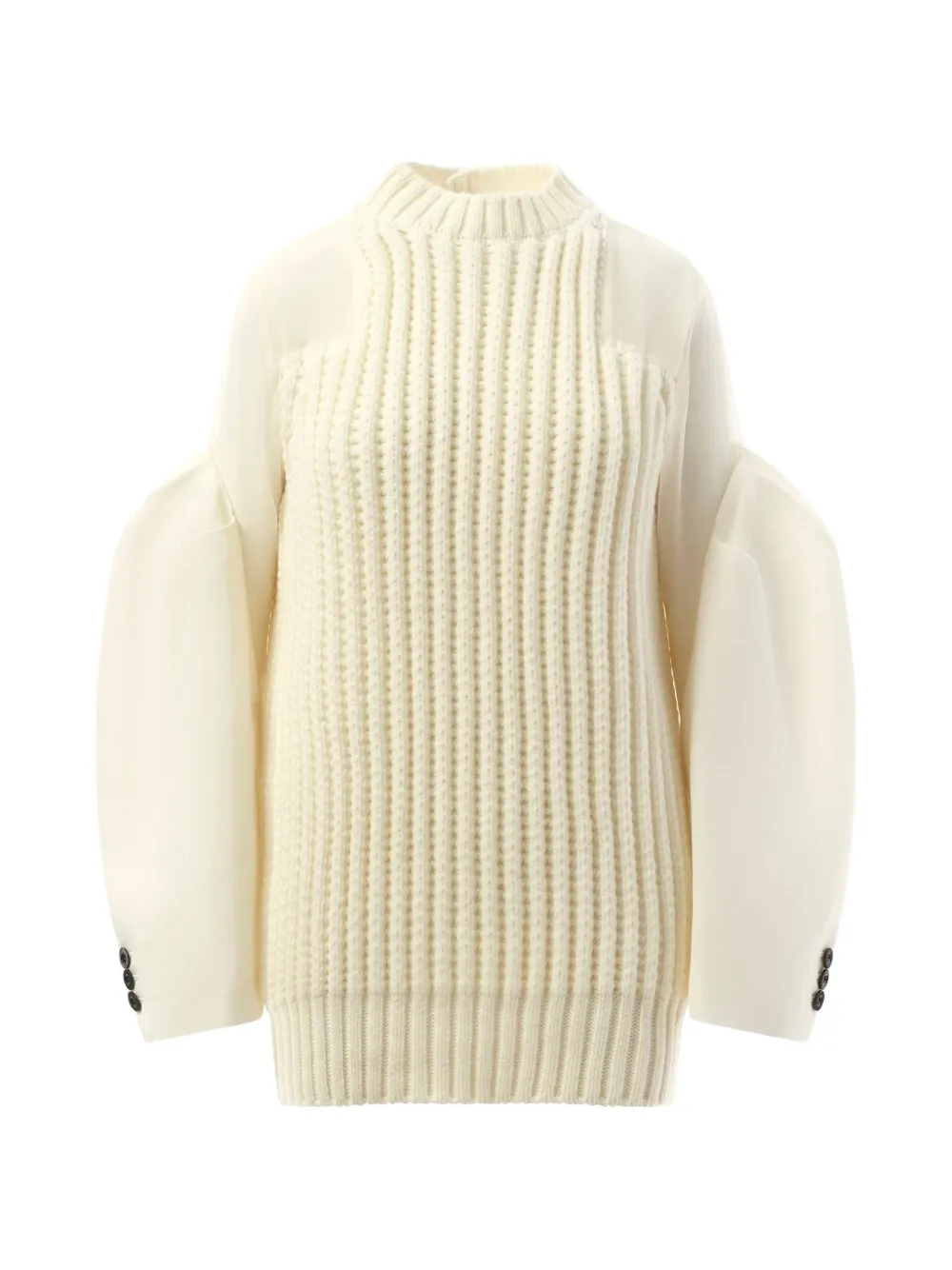 sacai layered ribbed-knit dress - Nude