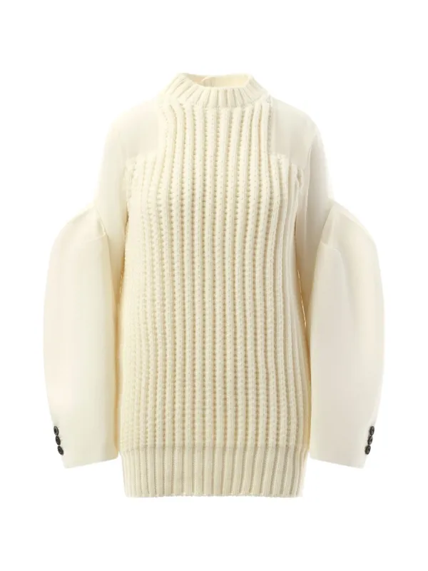 sacai knit dress Sacai Layered ribbed-knit Dress | Neutrals