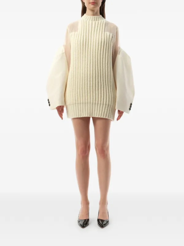 sacai knit dress Sacai Layered ribbed-knit Dress | Neutrals