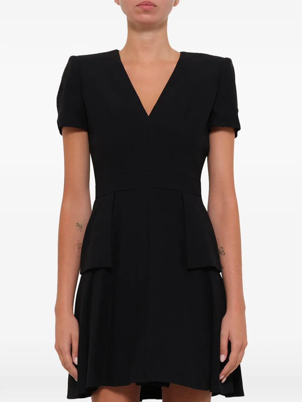 Alexander McQueen Leaf Crepe mini dress - Nero