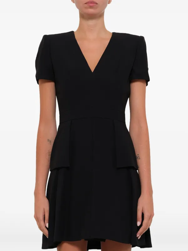 Alexander McQueen Leaf Crepe Mini Dress | Black