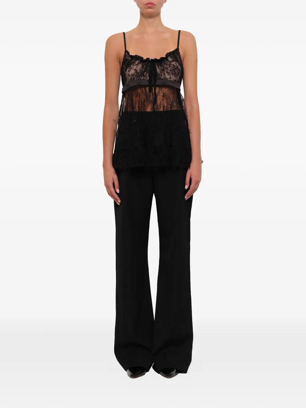 Alexander McQueen Hemd met afwerking van kant en strikdetail Zwart