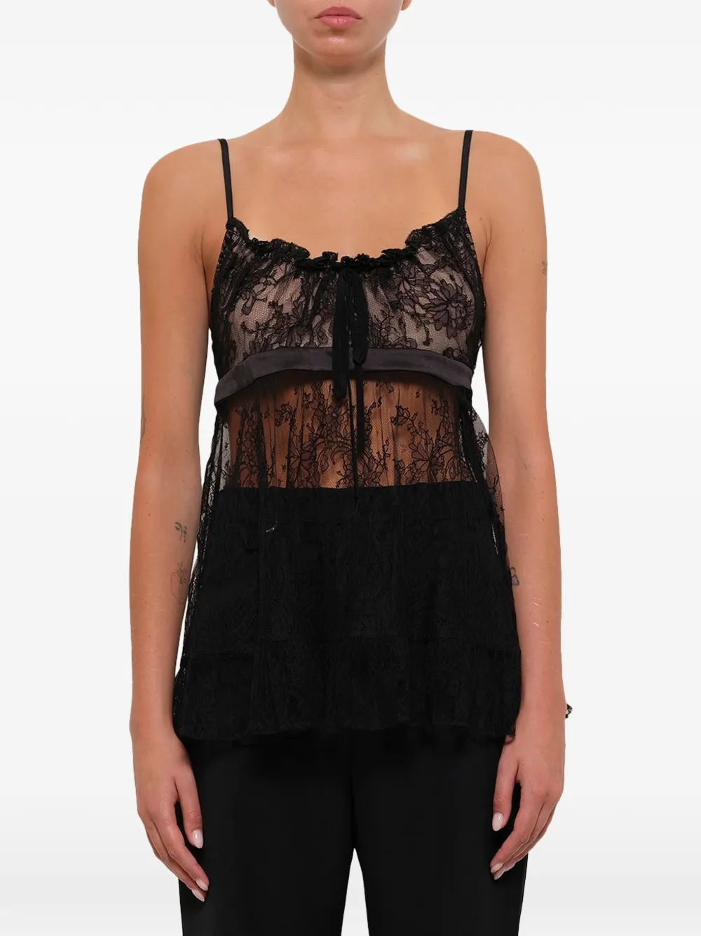 Alexander McQueen lace-trimmed tie-detail camisole - Schwarz