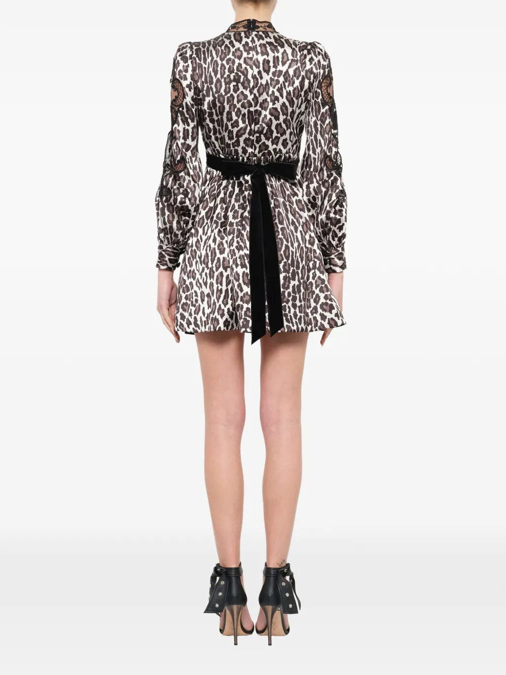 Marc Jacobs Mini-jurk met luipaardprint en kanten vlak Beige