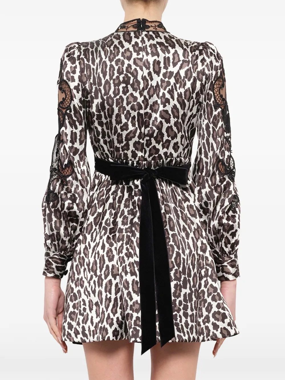 Marc Jacobs Mini-jurk met luipaardprint en kanten vlak Beige