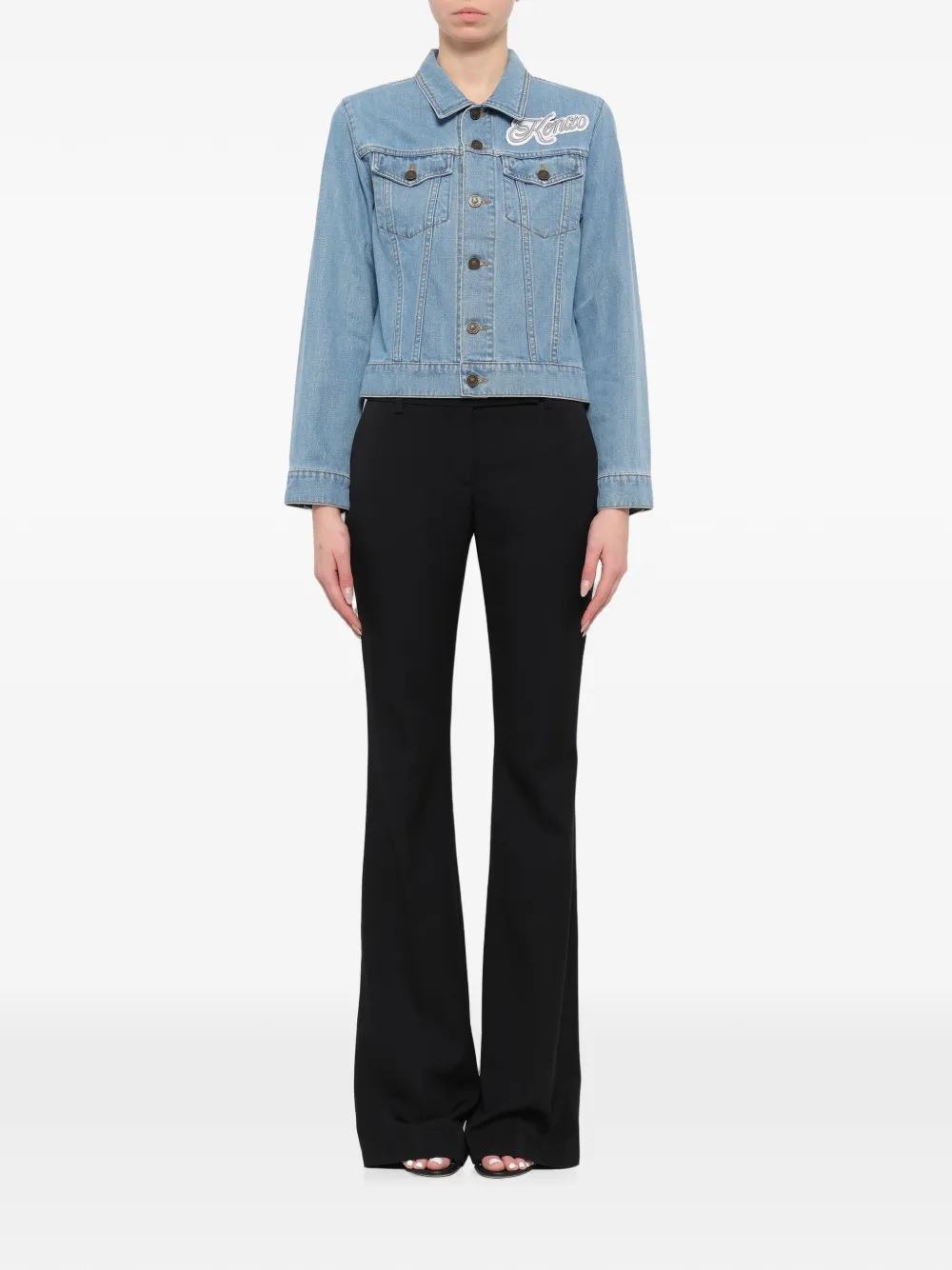 Kenzo Spijkerjack met logopatch Blauw