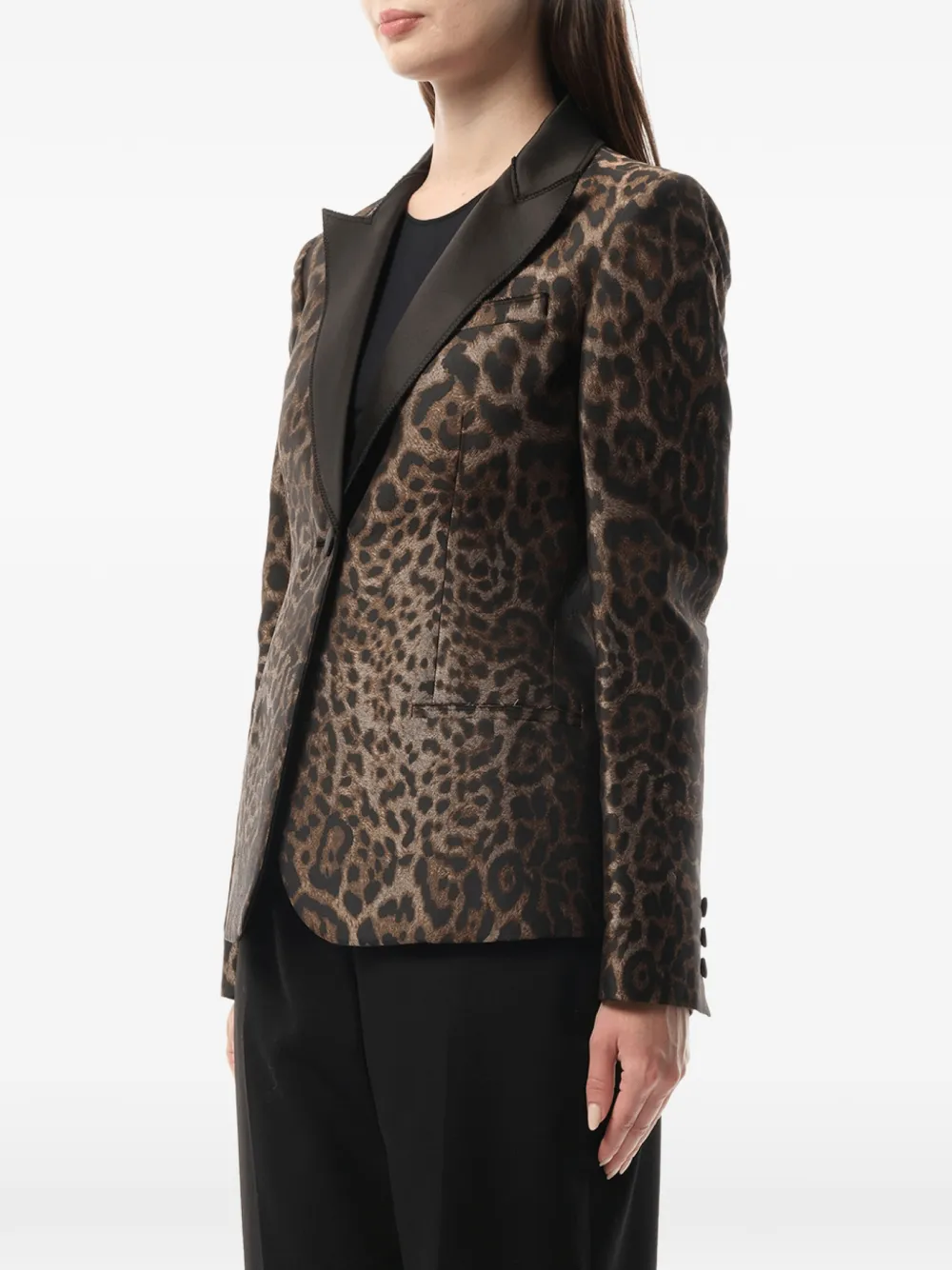 Lanvin Blazer met luipaardprint en puntige revers Beige