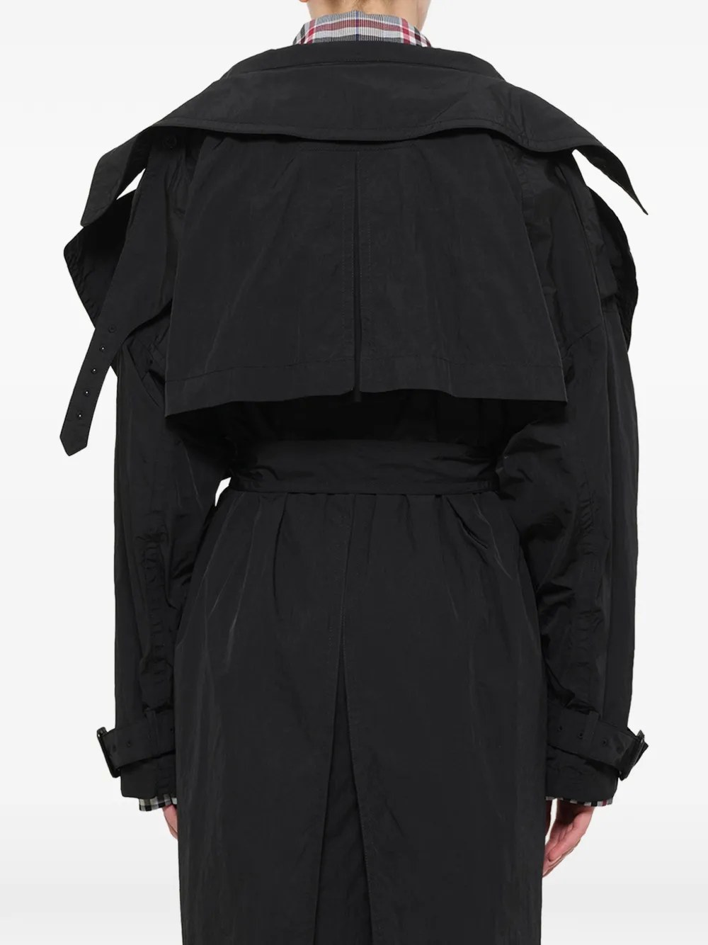 Juun.J Jas met ceintuur en oversized kraag Zwart