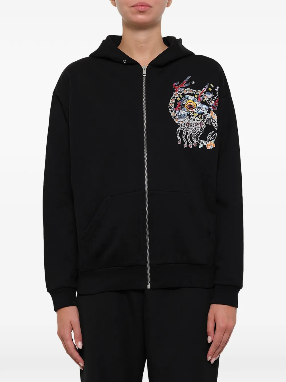 Givenchy embroidered zip-up hoodie - Black