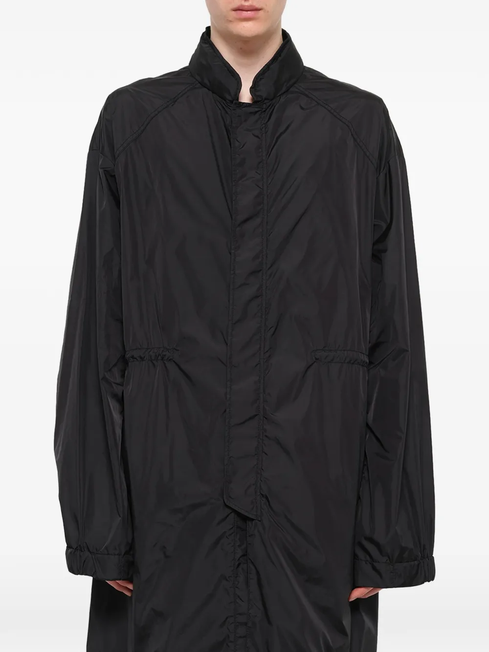 Juun.J Parka met trekkoordtaille en tekst Zwart