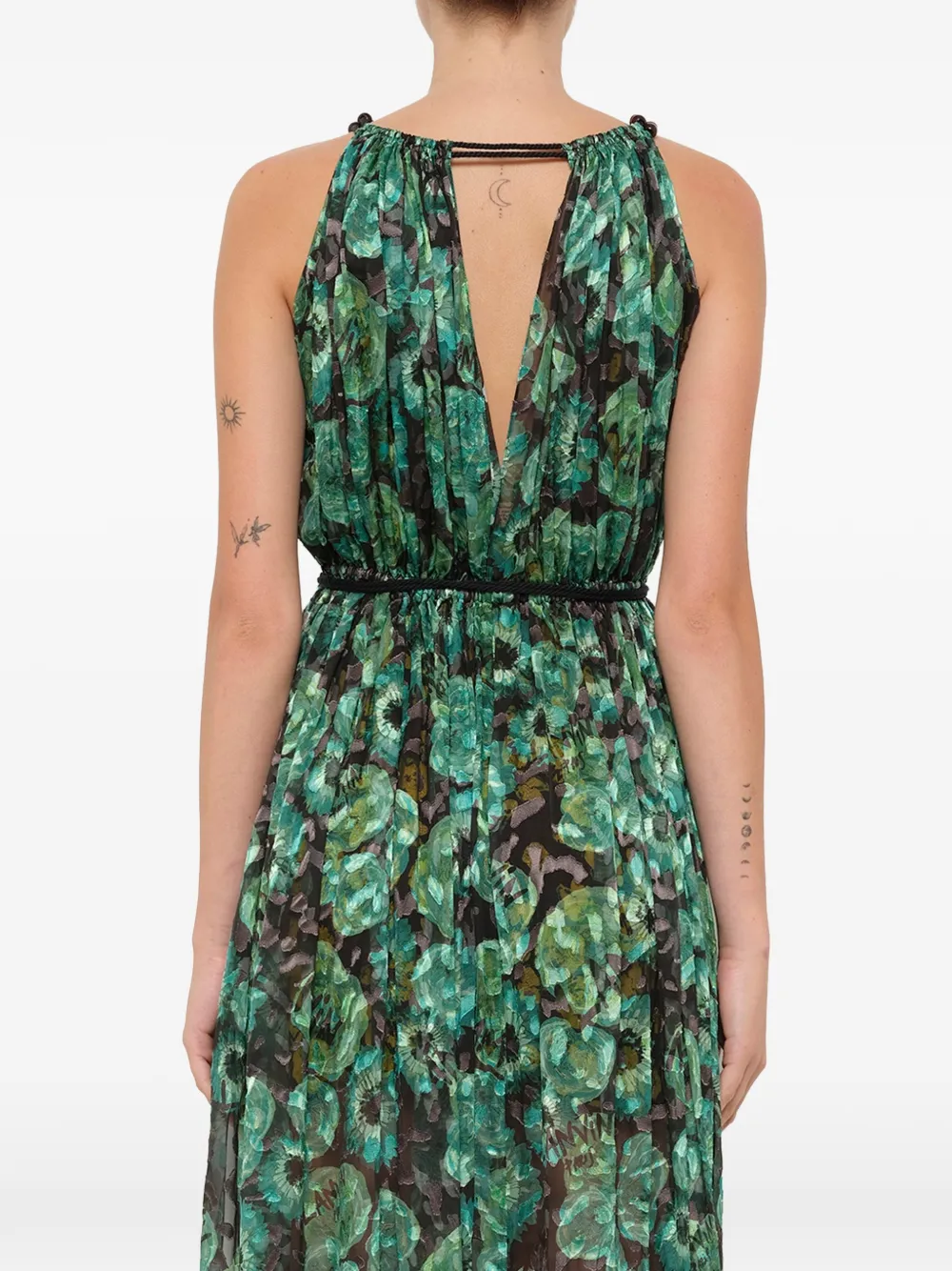 Lanvin Jurk met bloemenprint en kwastje Groen