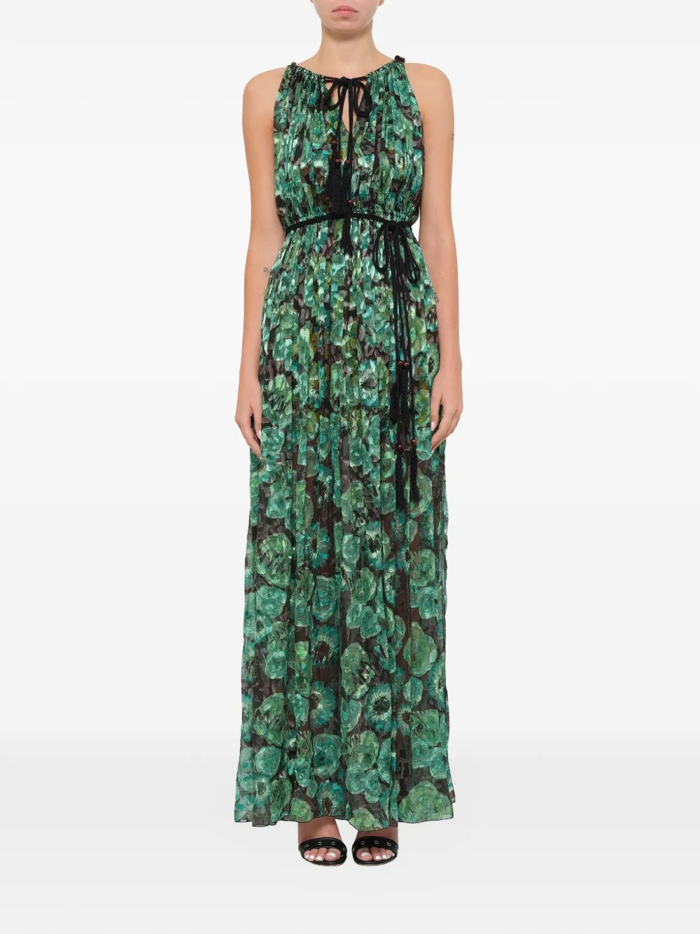 Lanvin Jurk met bloemenprint en kwastje Groen