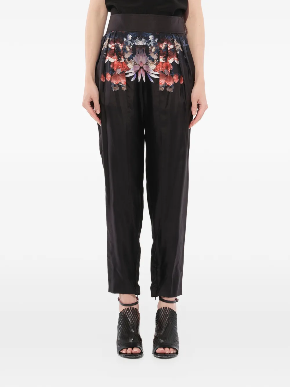 Givenchy floral-print pleated trousers - Schwarz