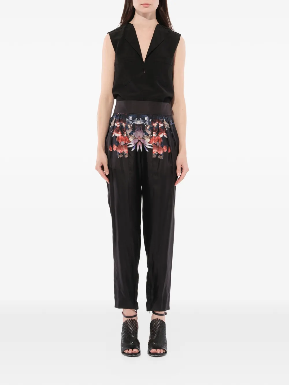 Givenchy Plooibroek met bloemenprint Zwart