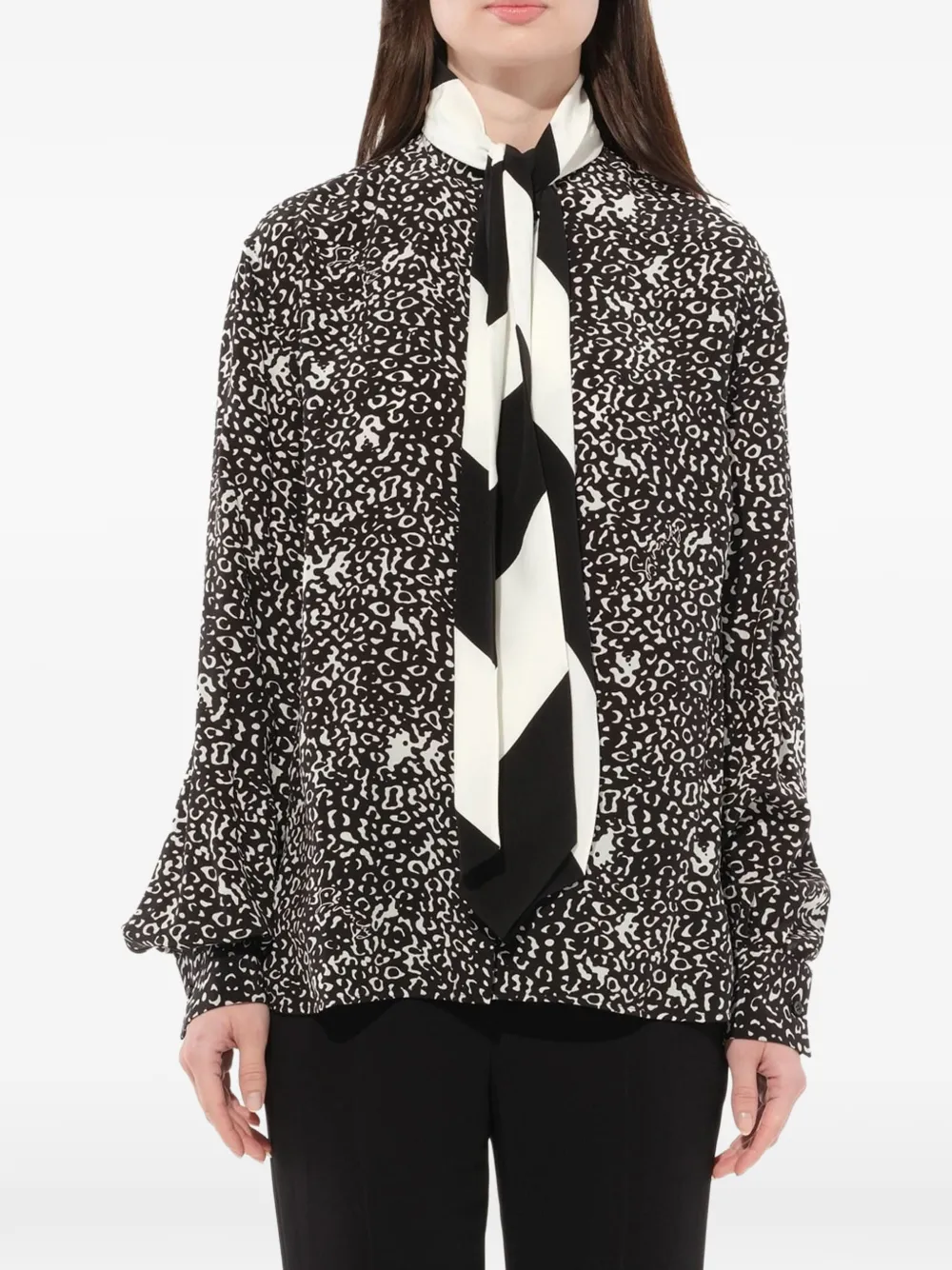 Givenchy leopard-print scarf-detail shirt - Nero