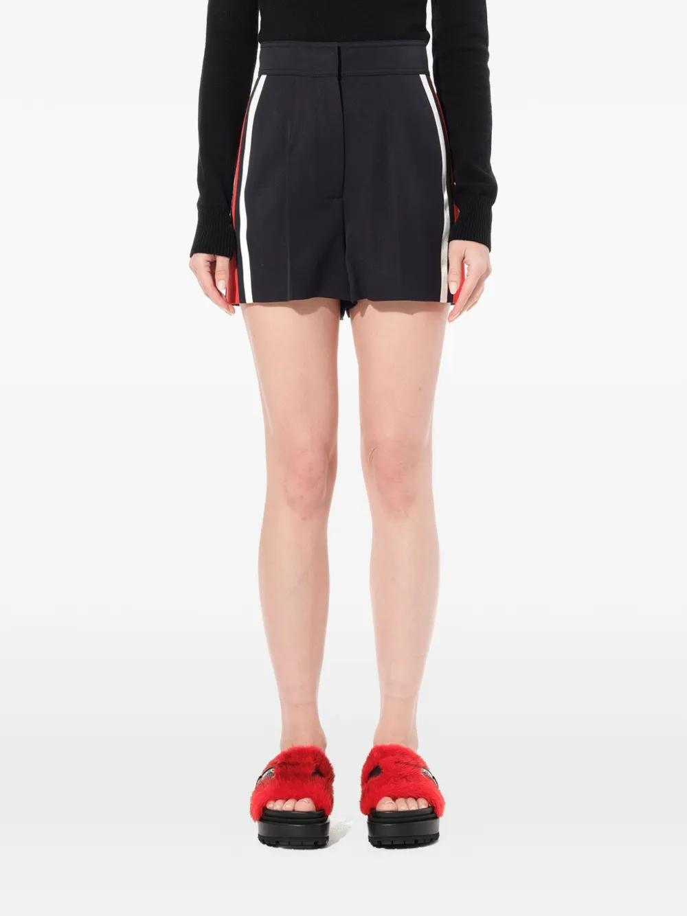 Alexander McQueen side-stripe military tailored shorts - Blu