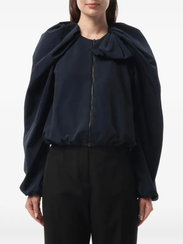 Lanvin Bow-detail Gathered Jacket in Blue