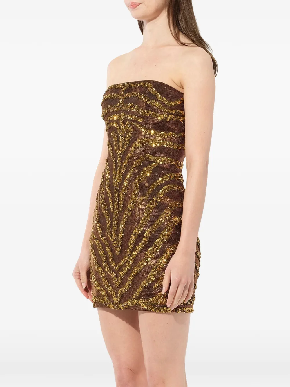 Balmain Jurk verfraaid met pailletten Bruin