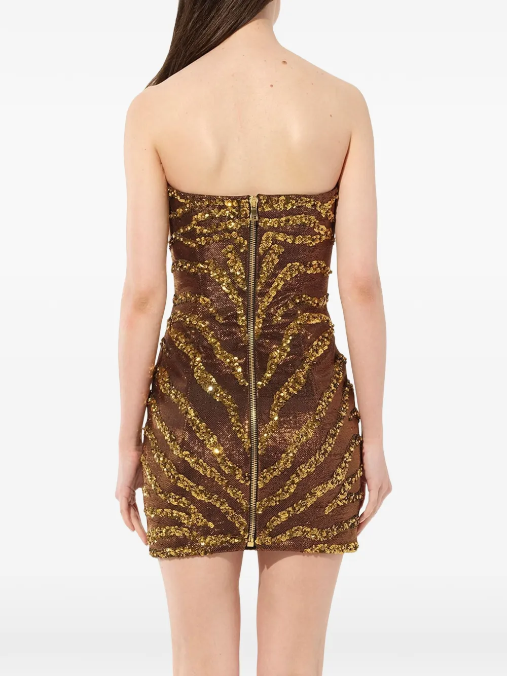Balmain Jurk verfraaid met pailletten Bruin