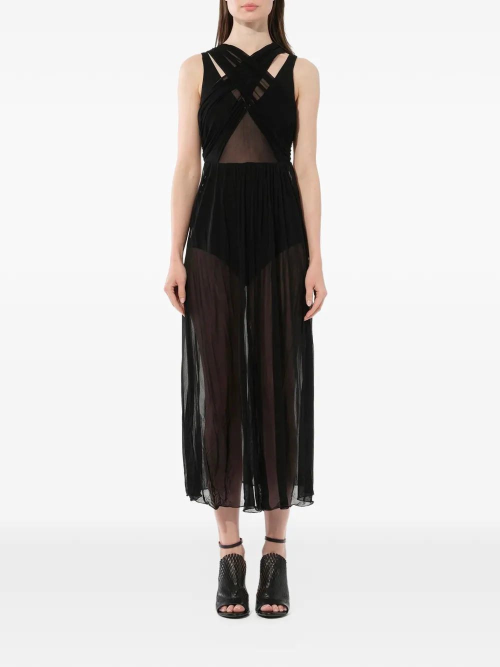 PUCCI twist-detail sheer-panel midi dress - Schwarz